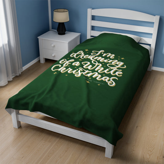 I'm Dreaming of a White Christmas Velveteen Plush Blanket with Italian design print | 60x80 | Green | Giada Valenti | Christmas Gift