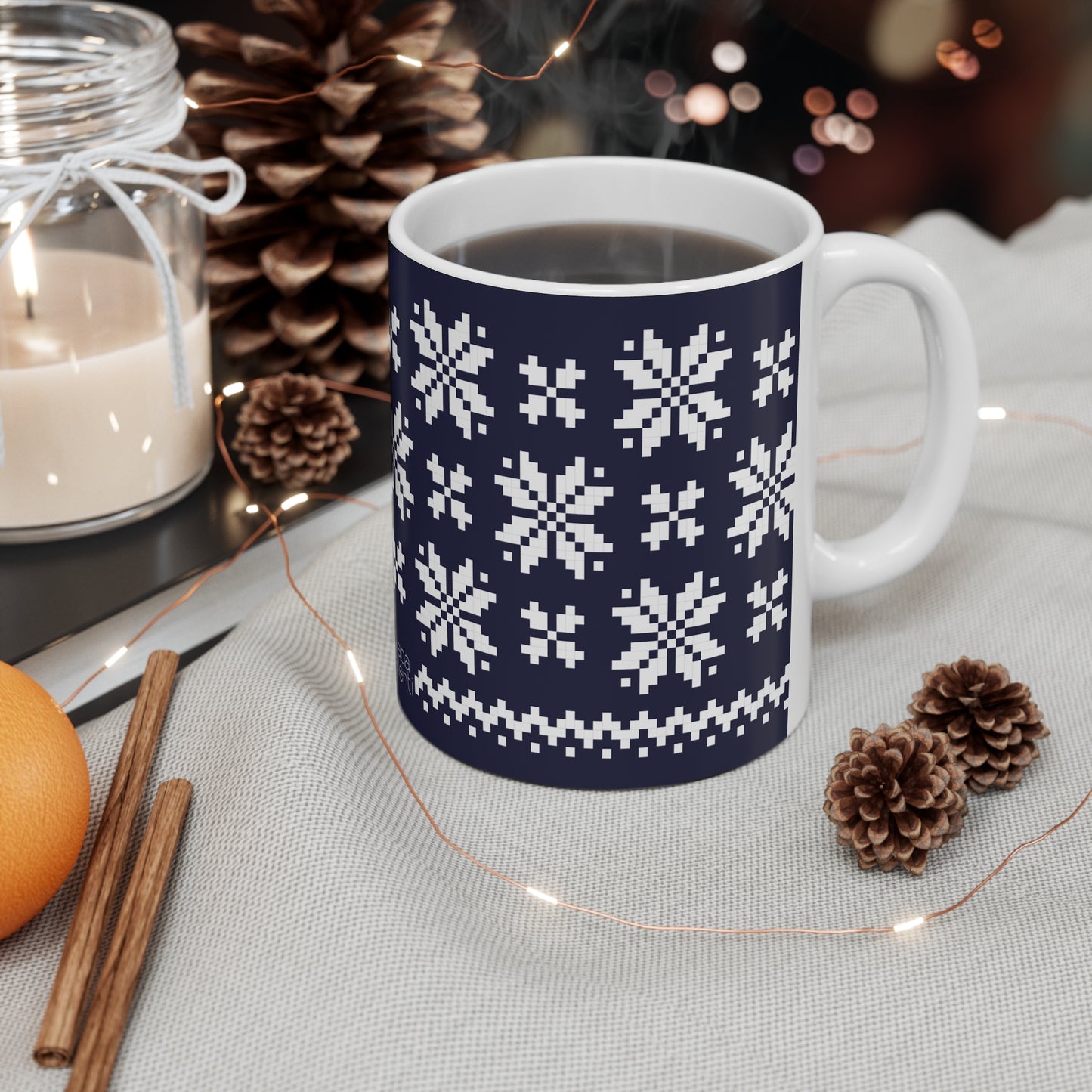 Jacquard Snowflake Mug with exclusive Italian design print (11oz) | Blue | Giada Valenti Collection