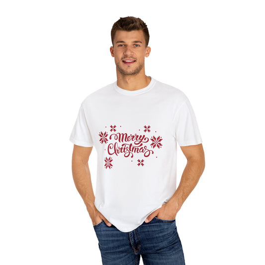 Merry Christmas Jacquard Unisex T-shirt with Italian Design print | Red | Giada Valenti | Christmas T-shirt | Christmas gift