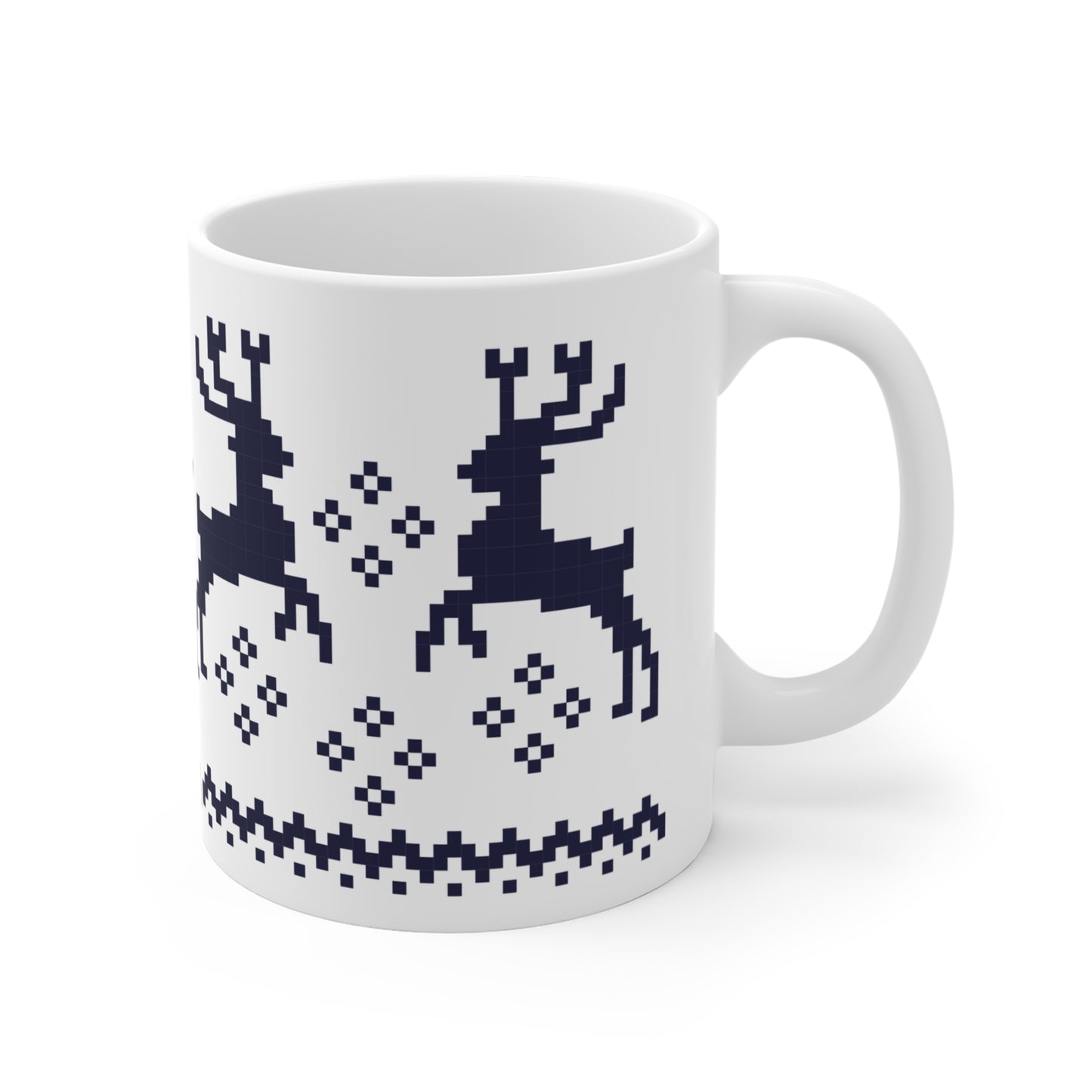 Jacquard Reindeer Christmas Mug with exclusive Italian design print (11oz) | Blue | Giada Valenti Collection