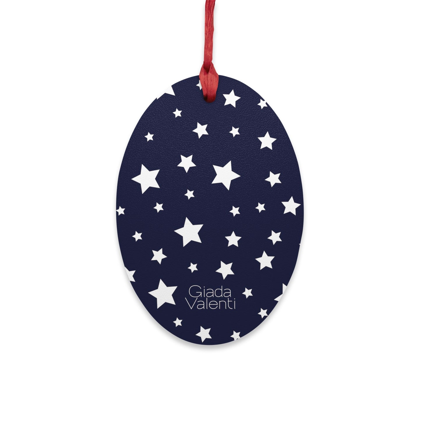 Oval Shape Wooden Ornaments | Designed in Italy | Blue White Stars | Giada Valenti | Christmas Ornament | Christmas Gift | Italian Design