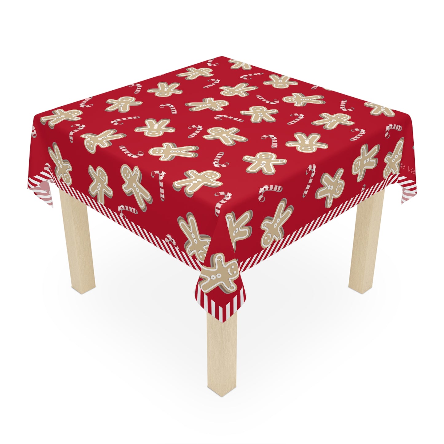 Gingerbread Candy Cane Tablecloth with Italian Design print | Red | Giada Valenti | Christmas Decoration | Christmas Gift