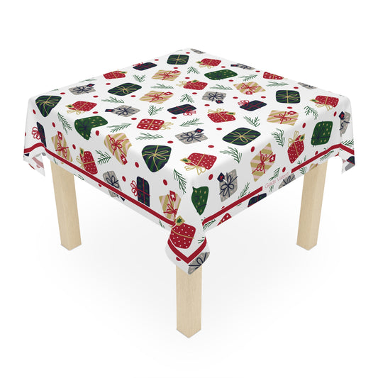 Christmas Presents Tablecloth with Italian Design print | White | Giada Valenti | Christmas Decoration | Christmas Gift