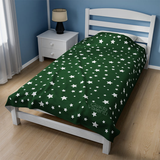 White Star Christmas blanket with Italian design print | 60x80 | Green | Giada Valenti | Christmas Gift | Velveteen Plush