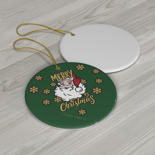 Ceramic Ornament with in Italy designed print | Santa Claus Green | Giada Valenti | Christmas Gift