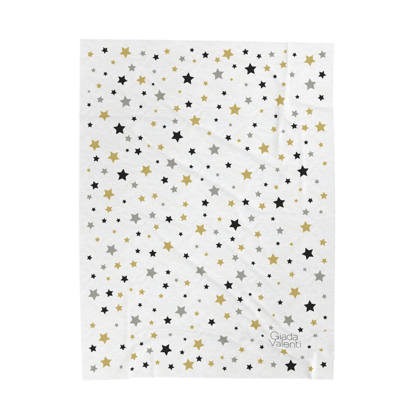 Gold Silver Blue Star Christmas blanket with Italian design print | 60x80 | White | Giada Valenti | Christmas Gift | Velveteen Plush Blanket