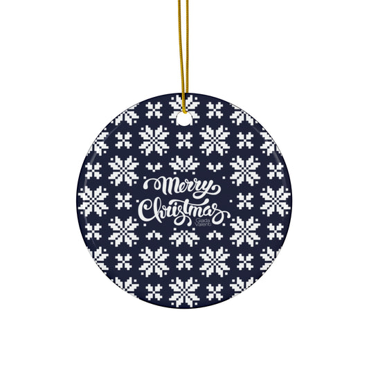 Marry Christmas Ceramic Ornament with Italian Design print | Jacquard Snowflake | Blue | Giada Valenti | Christmas Ornament | Christmas Gift