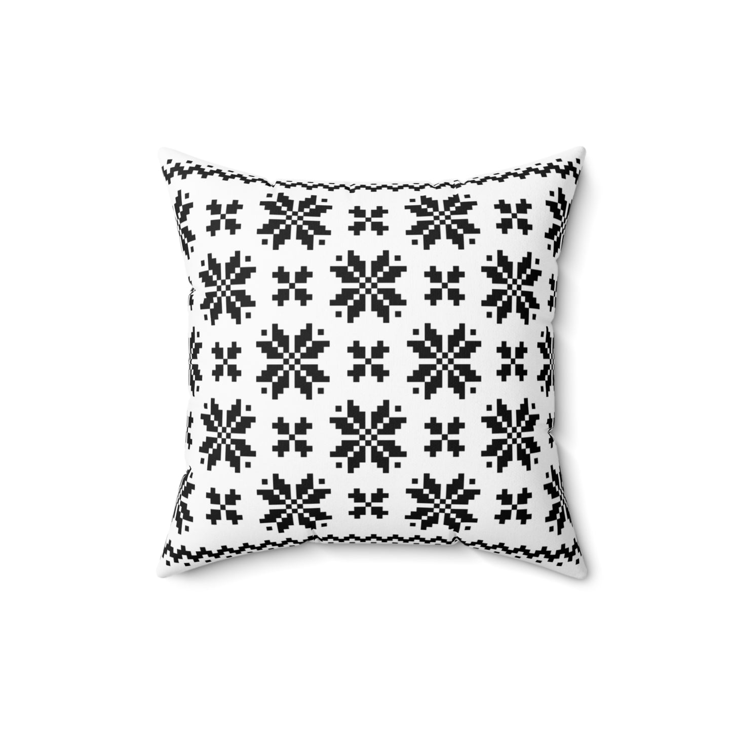 Merry Christmas Pillow with exclusive Italian Design print | White Black Jacquard Snowflake | Giada Valenti Collection