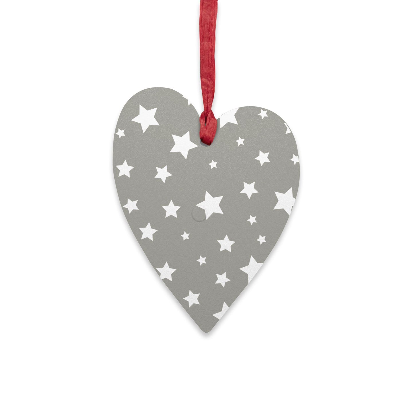 Giada Valenti | Heart Shape Wooden Ornament | Designed in Italy | Silver White Stars | Christmas Ornament | Christmas Gift