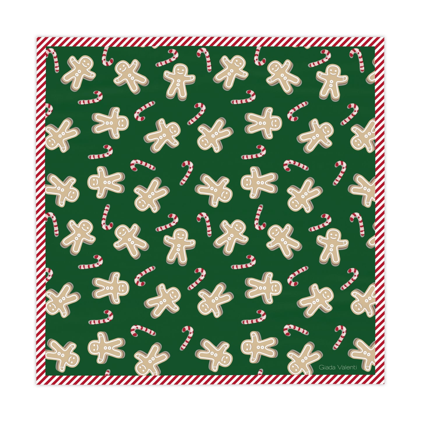 Gingerbread Candy Cane Tablecloth with Italian Design print | Green | Giada Valenti | Christmas Decoration | Christmas Gift