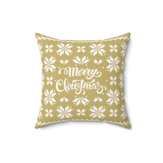 Merry Christmas Pillow with exclusive Italian Design print | Gold White Jacquard Snowflake | Giada Valenti Collection