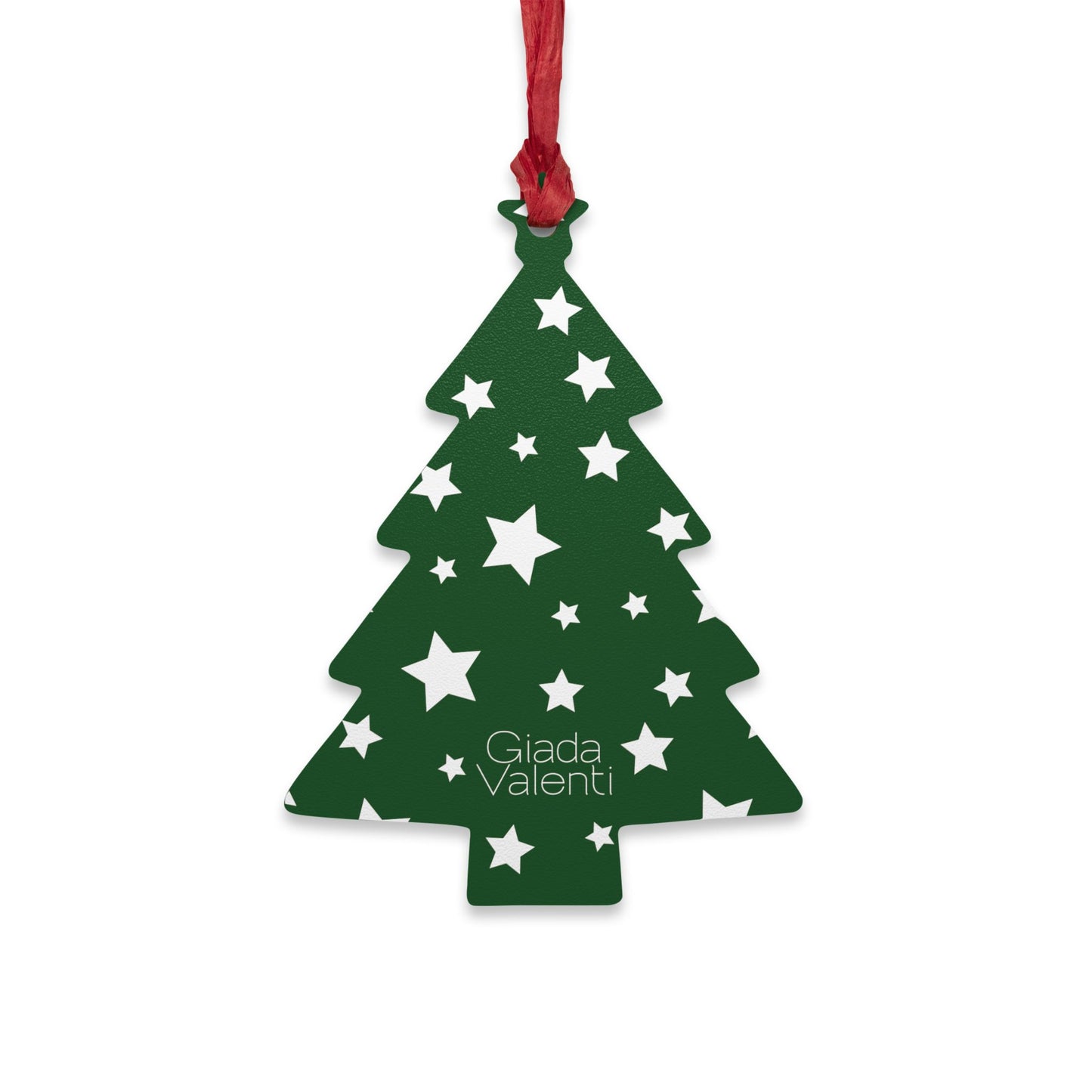 Giada Valenti | Tree Shape Wooden Ornament | Designed in Italy | Green White Star | Christmas Ornament | Christmas Gift | Italian Design