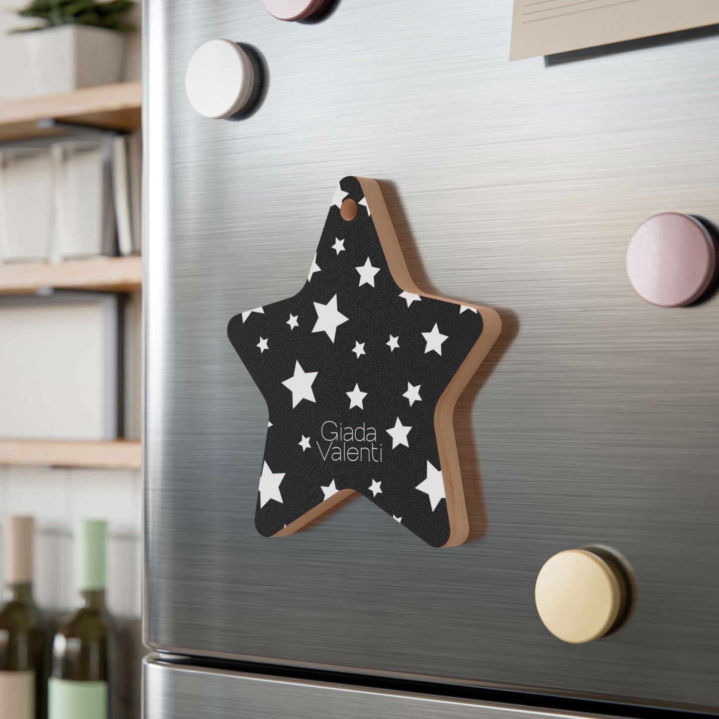 Giada Valenti | Star Shape Wooden Ornaments | Designed in Italy | Black White Star | Christmas Ornament | Christmas Gift | Italian Design